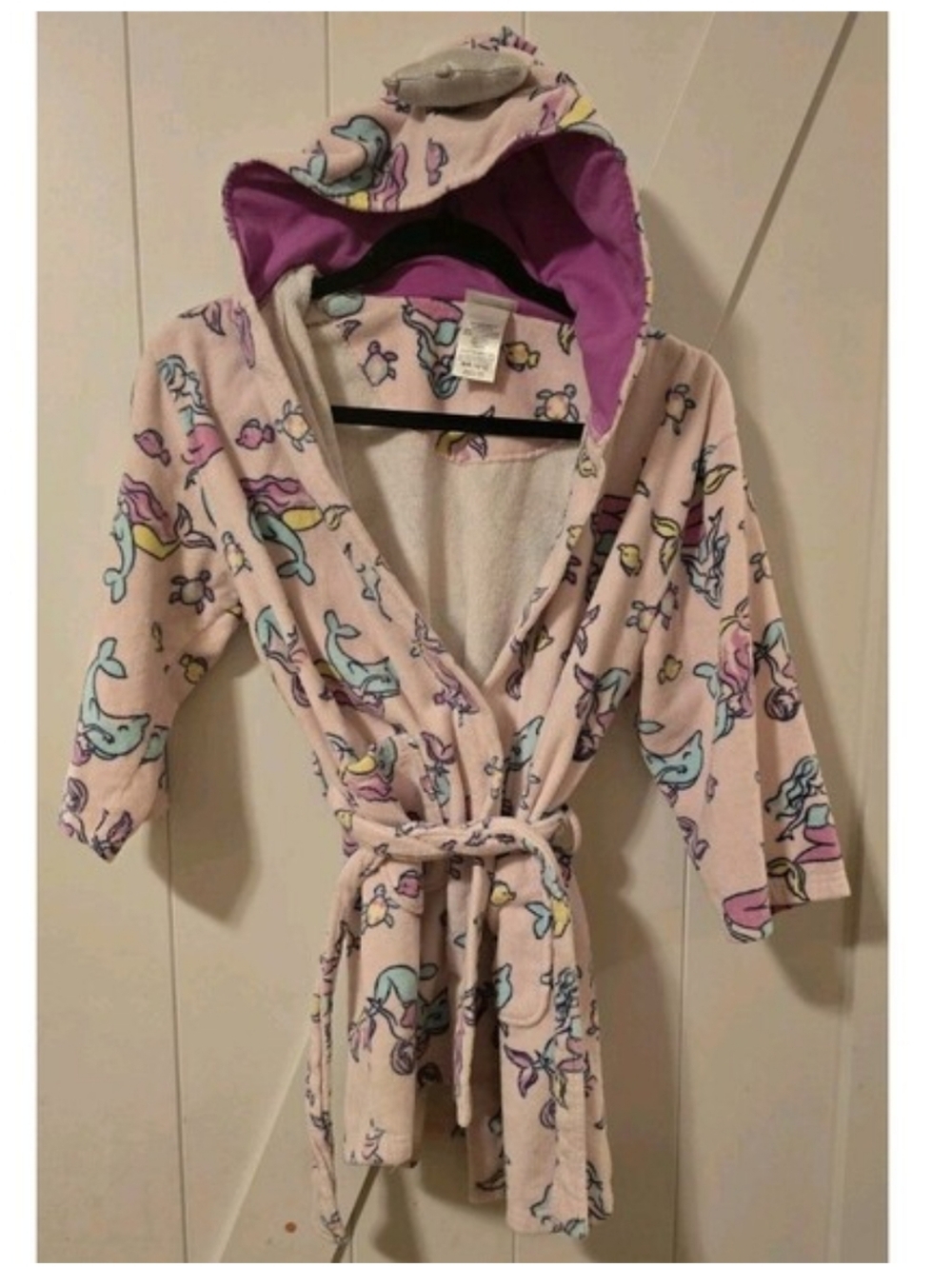 Saint Eve Girls Mermaid Bathrobe Hooded Swim Cover Up Pink Size M 10/12